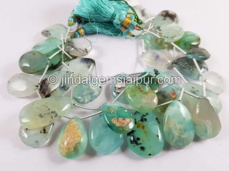 Natural Peruvian Blue Opal Smooth Pear Beads
